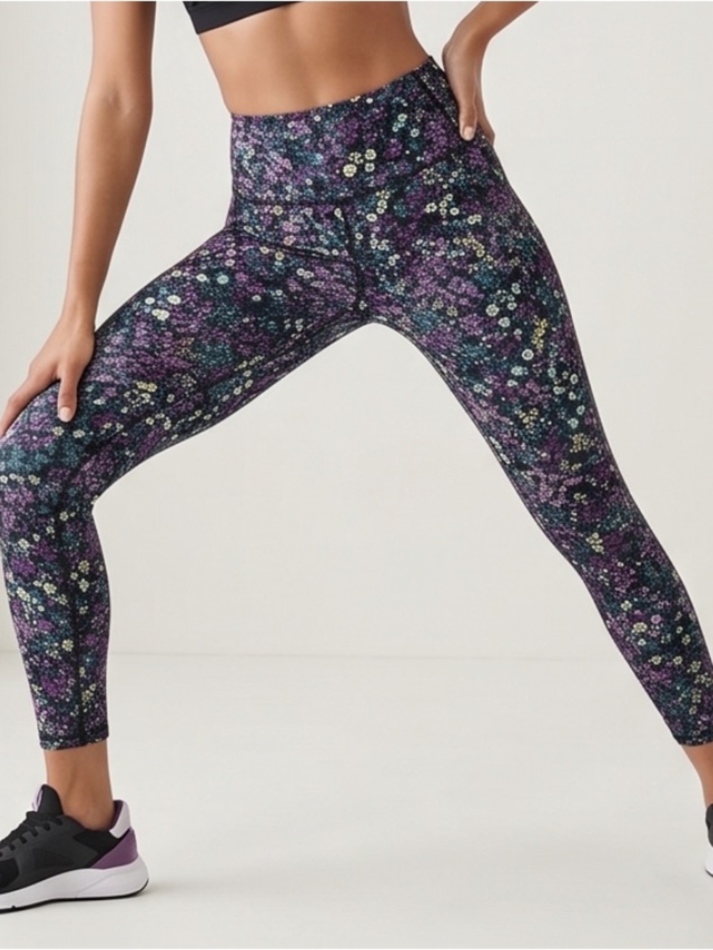 NWOT High-Rise Floral Print Purple Leggings